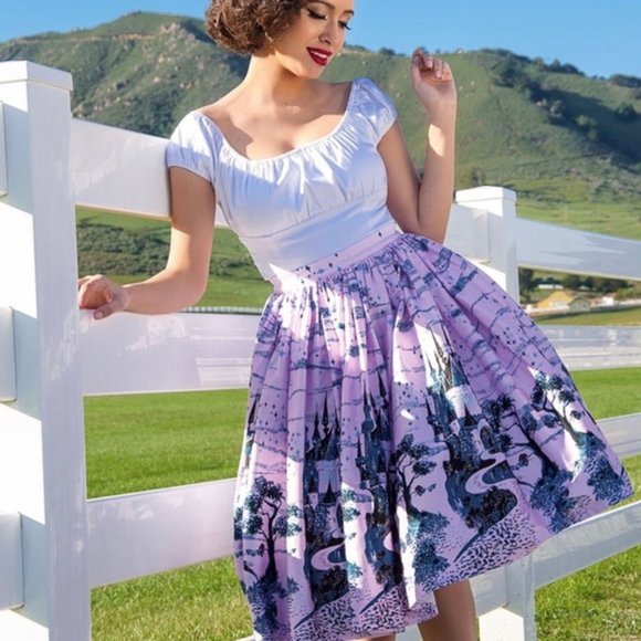 Pinup Couture Dresses & Skirts - Pinup Couture Jenny Skirt Pink Castle Print L